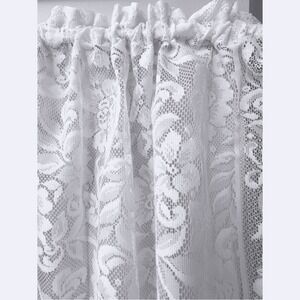 Country Curtains Floral Ivory Lace Curtain Panel Sheer Vintage Cottagecore Chic